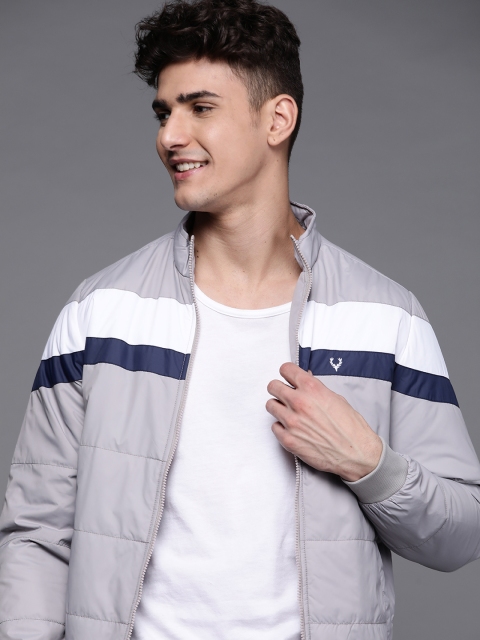 

Allen Solly Sport Men Grey & White Striped Bomber Jacket