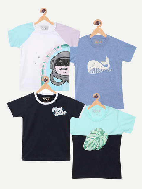 

GOJI Boys Pack of 4 Printed T-shirts, Blue