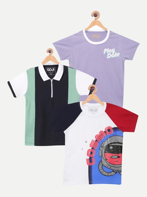 

GOJI Boys Pack of 4 Colourblocked T-shirts, White
