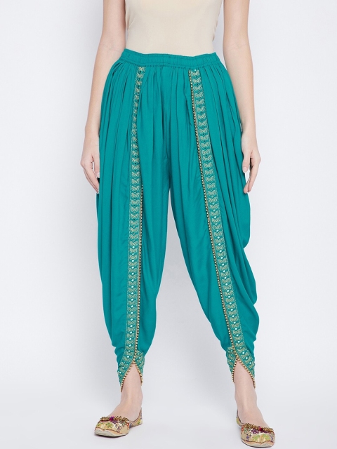 

TULIP 21 Women Turquoise Blue & Gold-Toned Solid Dhoti Pants