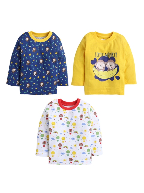 

BUMZEE Infant Boys Pack Of 3 Printed T-shirts, Yellow