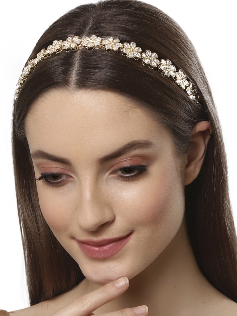 

KARATCART Women Gold-Toned & White Embellished Hairband