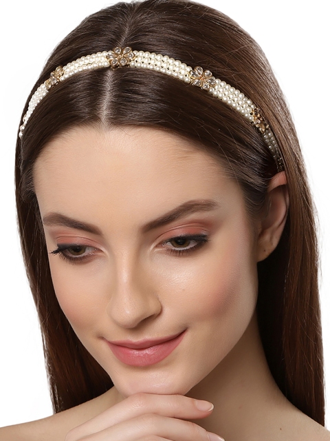 

KARATCART Women Gold-Toned & White Embellished Hairband
