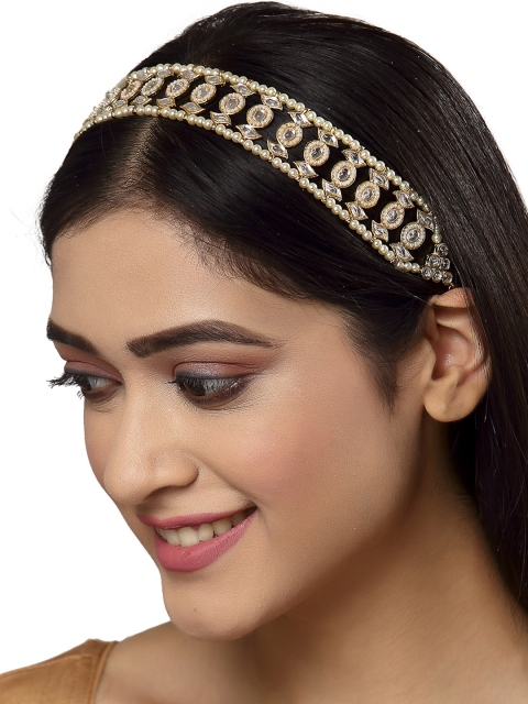 

KARATCART Women Gold-Toned & White Embellished Hairband