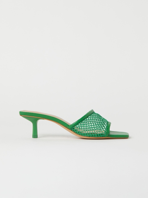 

H&M Women Green Mesh Mules