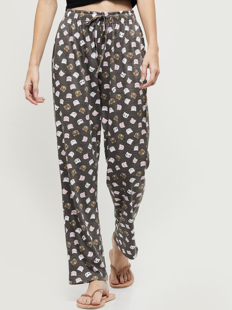 

max Women Grey & White Printed Mid Rise Cotton Pyjama