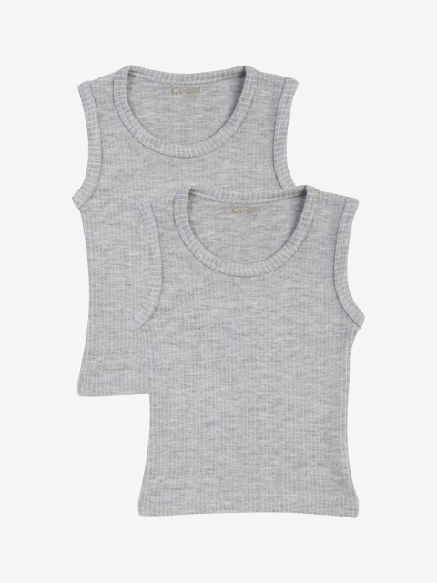

Kanvin Boys Pack of 2 Grey Melange Ribbed Thermal Vests 2320B2320GREYMEL