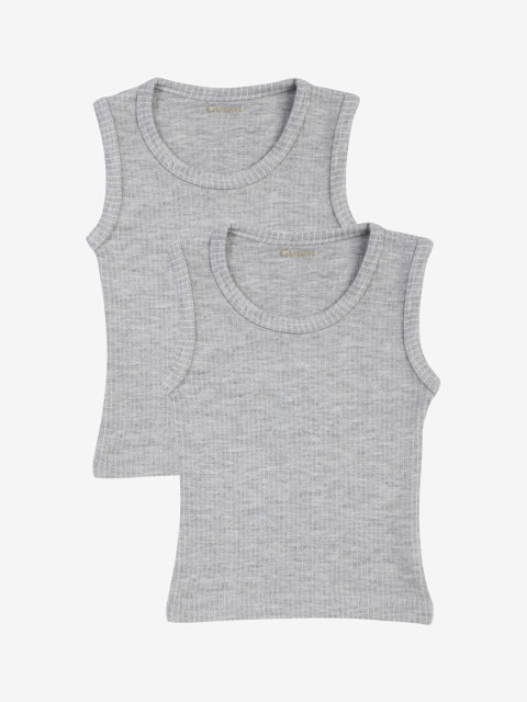 

Kanvin Boys Pack of 2 Grey Melange Ribbed Thermal Vests