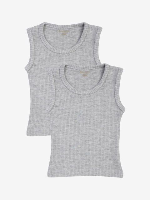 

Kanvin Boys Pack Of 2 Grey Melange Ribbed Thermal Vests
