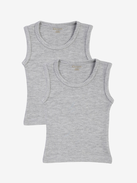 

Kanvin Boys Pack of 2 Grey Melange Ribbed Thermal Vests 2320B2320GREYMEL