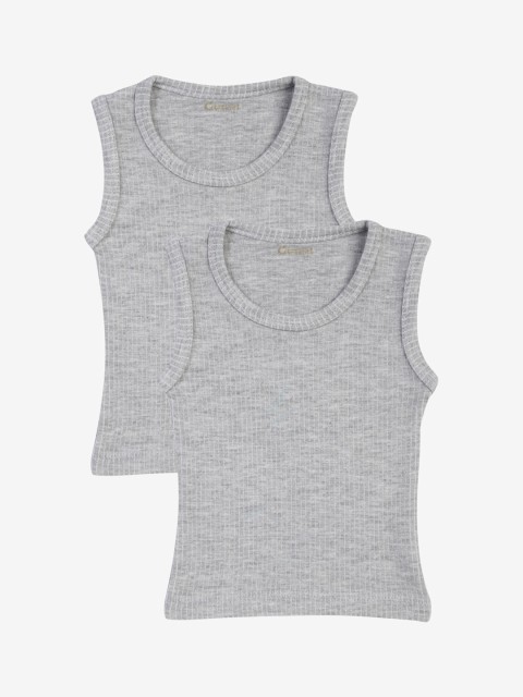 

Kanvin Boys Pack Of 2 Grey Melange Ribbed Thermal Vests