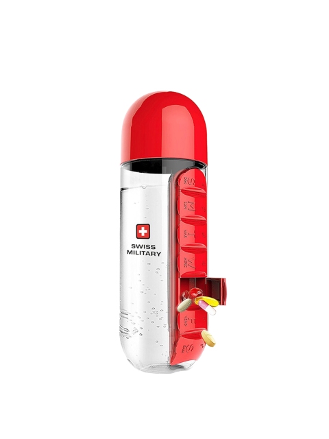 

SWISS MILITARY Red Water Bottle with Pill Box Organizer