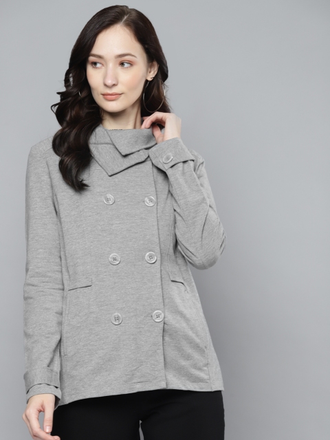 

Femella Women Grey Fleece Tailored Jacket