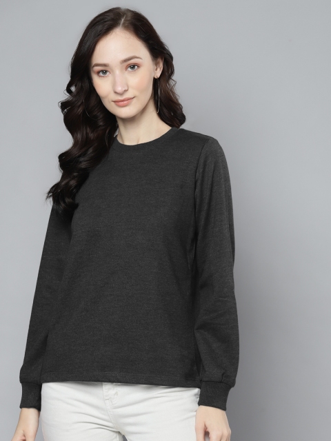

Femella Women Grey Crew Neck Sweatshirt