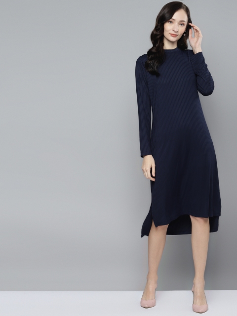 

Femella Navy Blue Ribbed Jersey T-shirt Dress