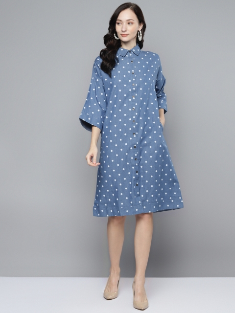 

Femella Blue Shirt Midi Dress