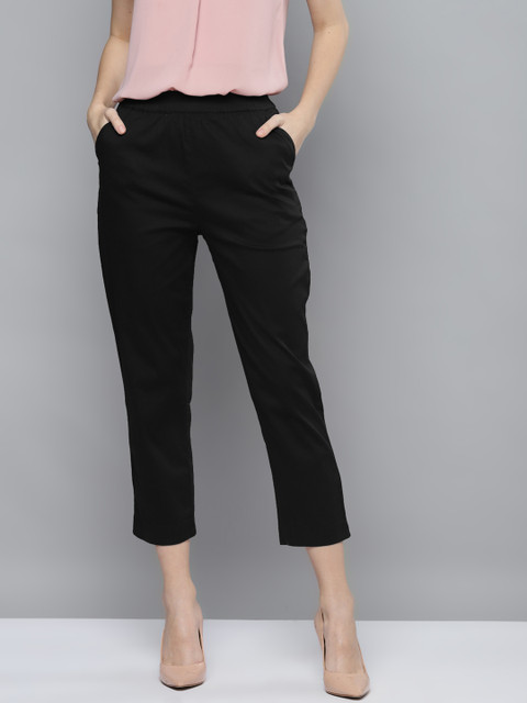 

Femella Women Black Solid Regular Fit Chinos Trousers