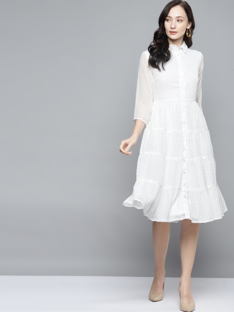 

Femella White Layered Shirt Midi Dress