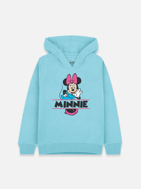 

Kids Ville Mickey & Friends Girls Blue Printed Hooded Sweatshirt