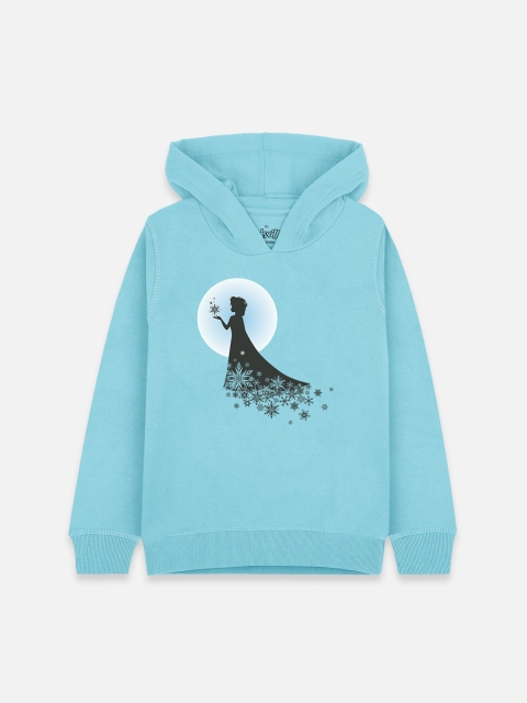 

Kids Ville Girls Blue & Black Frozen Printed Hooded Sweatshirt