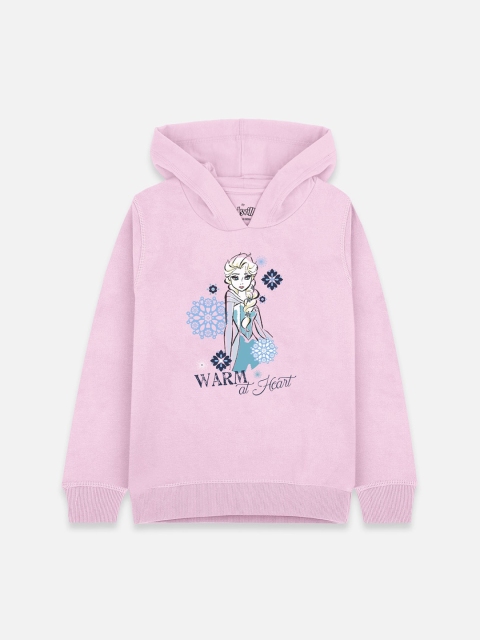 

Kids Ville Girls Pink Frozen Printed Hooded Sweatshirt