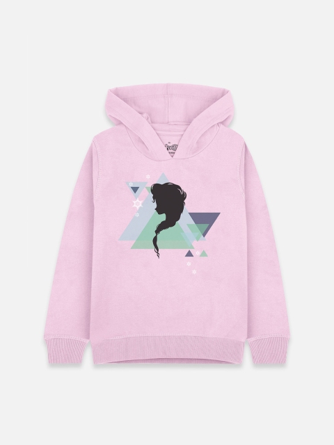 

Kids Ville Girls Pink Frozen Printed Hooded Sweatshirt