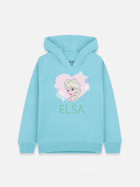 

Kids Ville Girls Blue Frozen Elsa Printed Hooded Sweatshirt