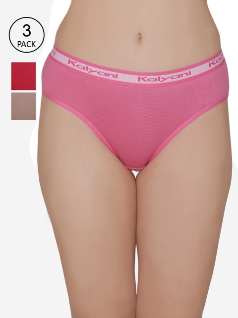 

Kalyani Women Pack Of 3 Assorted Mid Rise Hipster Briefs P004, Pink