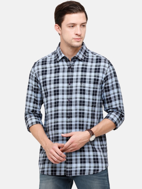 

Classic Polo Men Blue & Navy Blue Slim Fit Tartan Checks Opaque Checked Casual Shirt