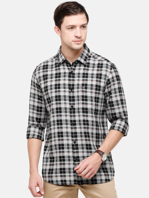 

Classic Polo Men Grey Slim Fit Opaque Checked Casual Shirt