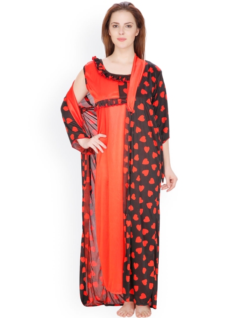 

Secret Wish Red Satin Maxi Nightdress with Robe HC-E30-304