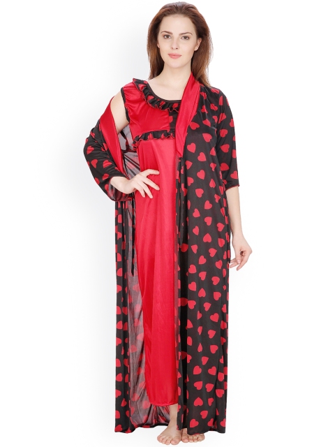 

Secret Wish Red Satin Maxi Nightdress with Robe HC-E30-305