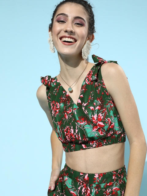 

The Vanca Women Gorgeous Green Printed Top with Printed Palazzos