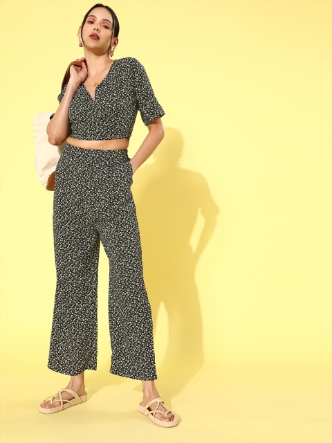 

The Vanca Women Black Printed Basic Jumpsuit