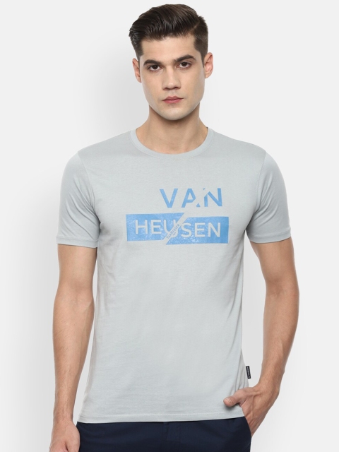 

V Dot Men Grey Typography Printed Slim Fit T-shirt