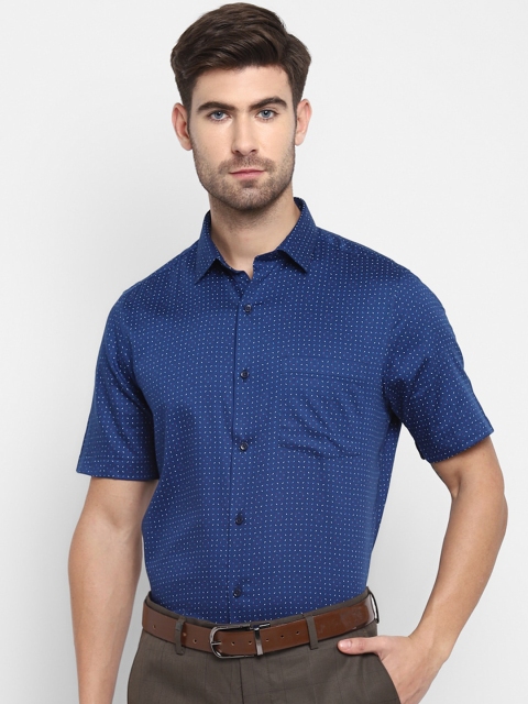 

Turtle Men Blue Micro Checks Opaque Checked Cotton Formal Shirt