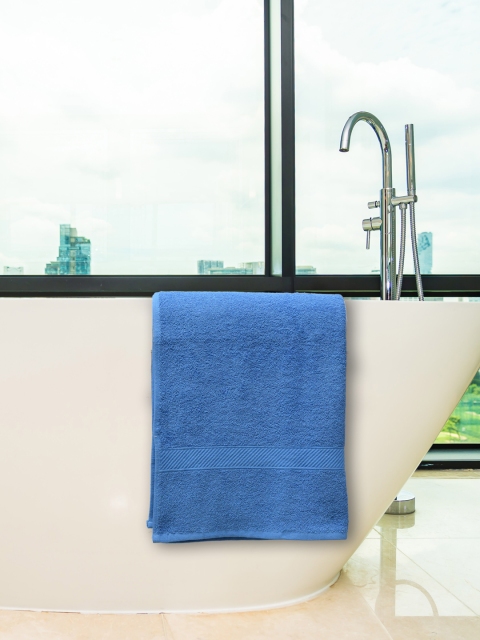 

RANGOLI Blue Solid 385 GSM Pure Cotton Bath Towel