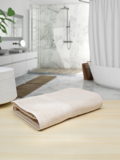 

RANGOLI Cream-Coloured Solid 385 GSM Pure Cotton Bath Towel