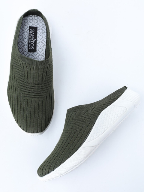 

SAPATOS Women Green Woven Design Slip-On Sneakers