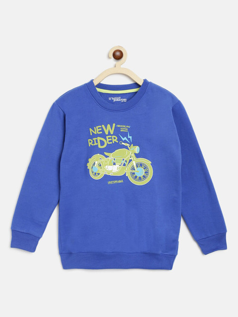 

Lil Tomatoes Boys Blue & Yellow Graphic Printed Pullover Sweatshirt