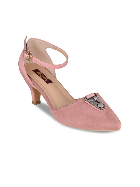 

SHUZ TOUCH Pink & Silver-Toned Solid Pumps