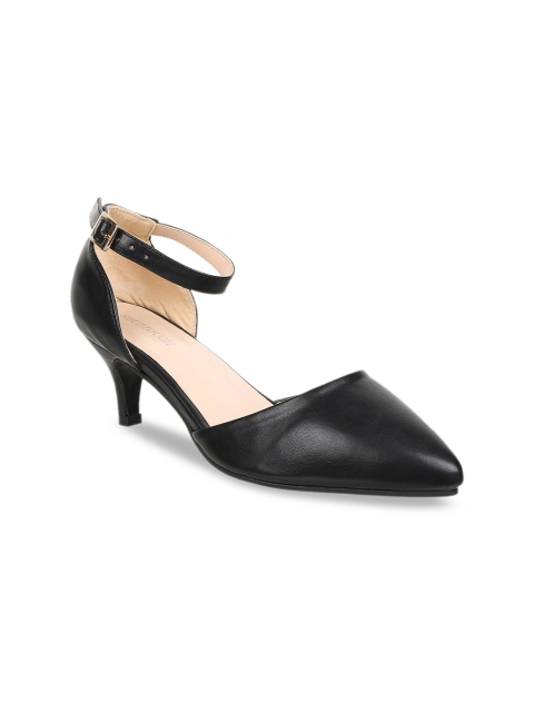 

SHUZ TOUCH Black Kitten Pumps with Buckles