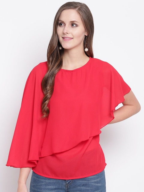 

RIVI Red Georgette Cape Top