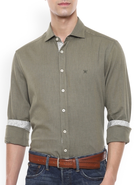 

HACKETT LONDON Men Green Slim Fit Opaque Cotton Casual Shirt