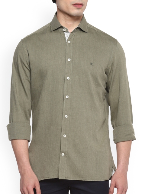 

HACKETT LONDON Men Green Opaque Cotton Casual Shirt