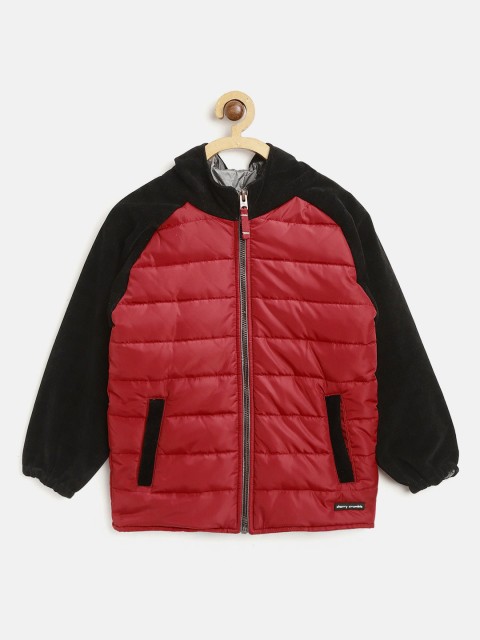 

Cherry Crumble Unisex Kids Red Black Colourblocked Windcheater Padded Jacket