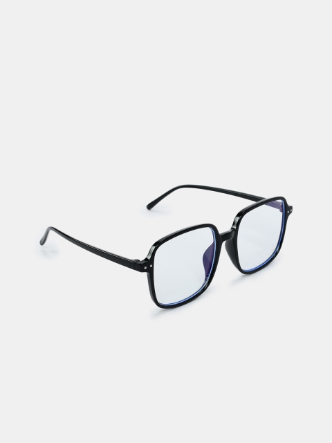 

FUZOKU Unisex Black & Transparent Solid Full Rim Square Frames