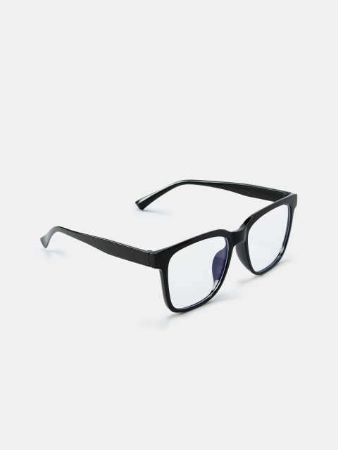 

FUZOKU Unisex Black & Transparent Solid Full Rim Wayfarer Frames