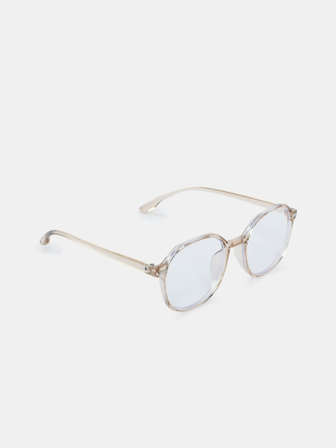

FUZOKU Unisex Transparent & Gold Solid Full Rim Square Frames