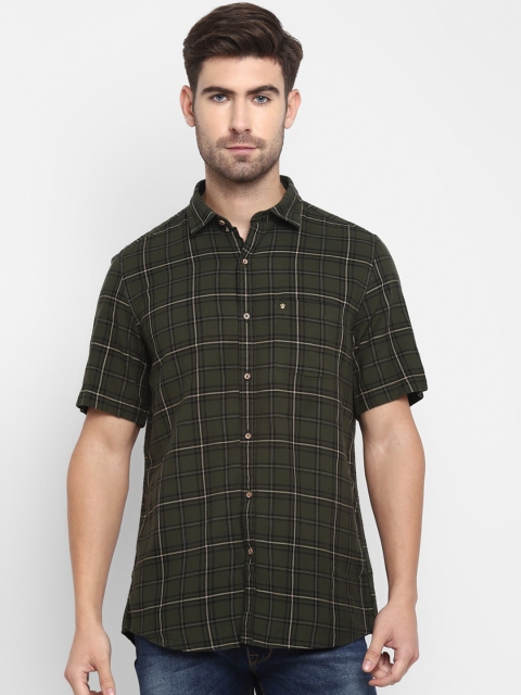 

Turtle Men Green Slim Fit Windowpane Checks Opaque Checked Casual Shirt